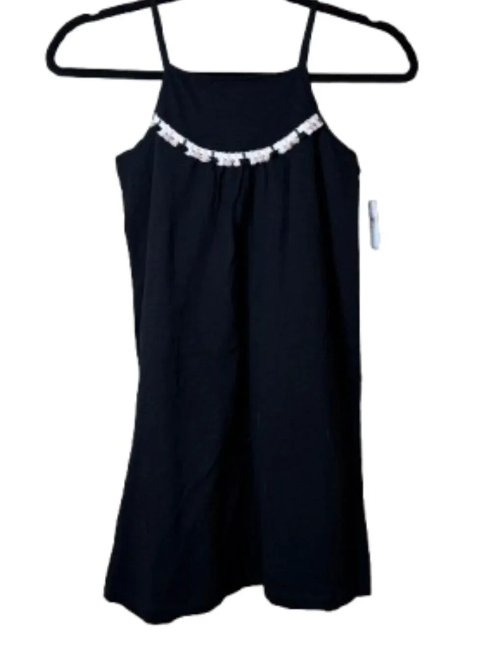 OLD NAVY Lace Trim Black Cotton Knit Tank Dress New NWT Size Medium 8